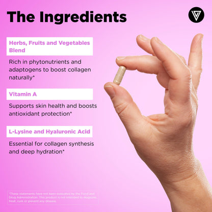 Vital Vitamins Vegan Collagen Booster - with Silica and Hyaluronic Acid - Plant-Based Collagen Supplements Vital Vitamins