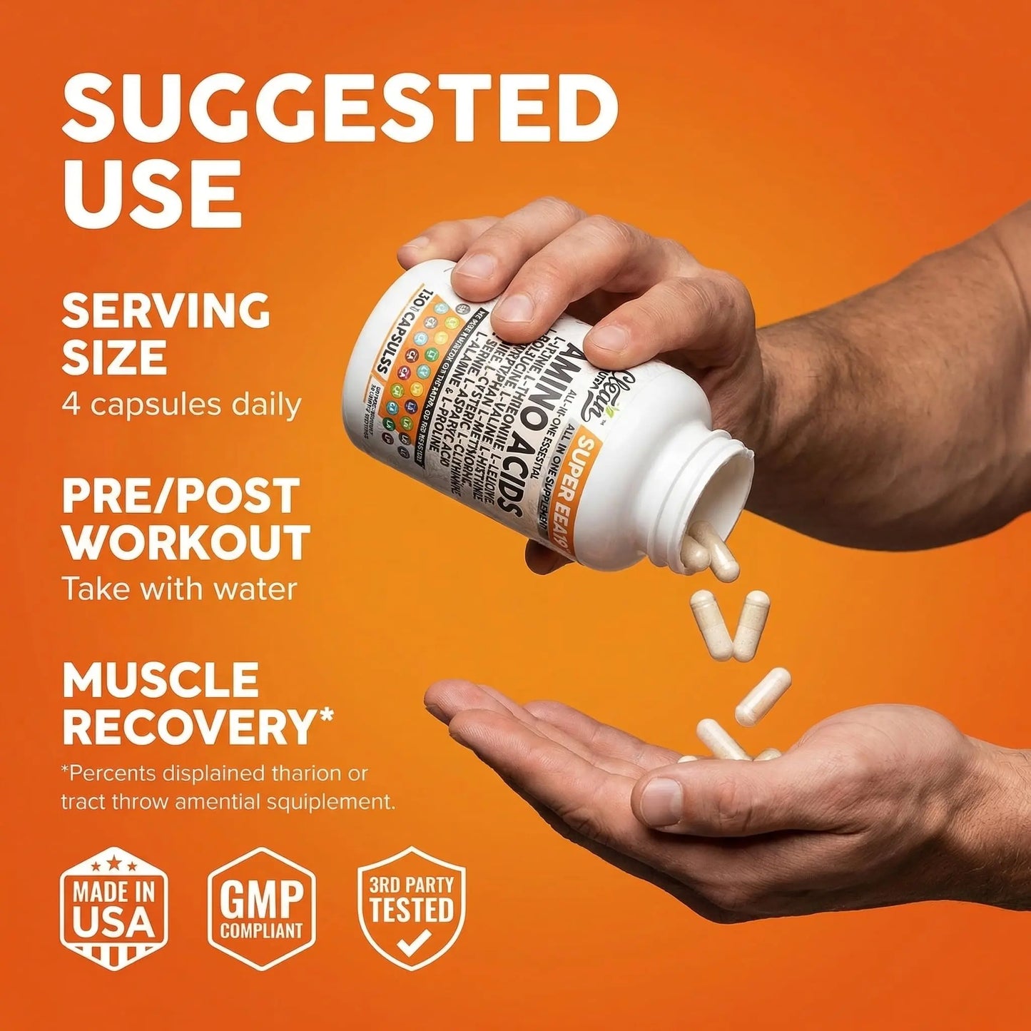 Clean Nutraceuticals Amino Acids Supplement L-Lysine, L-Threonine, L-Leucine, Isoleucine, Valine, L-Histidine, L-Tryptophan, L-Methionine, L-Arginine, L-Cysteine, Clean Nutraceuticals