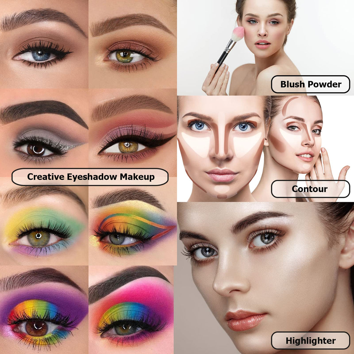 UCANBE Eyeshadow Palette with 15Pcs Brushes Makeup Set, Pigmented 86 Colors Make Up Sets Valentine's Day Gift, Matte Shimmer Glitter Eye Shadow Pallet Highlighter Contour Blush Powder Brush Beauty Kit UCANBE
