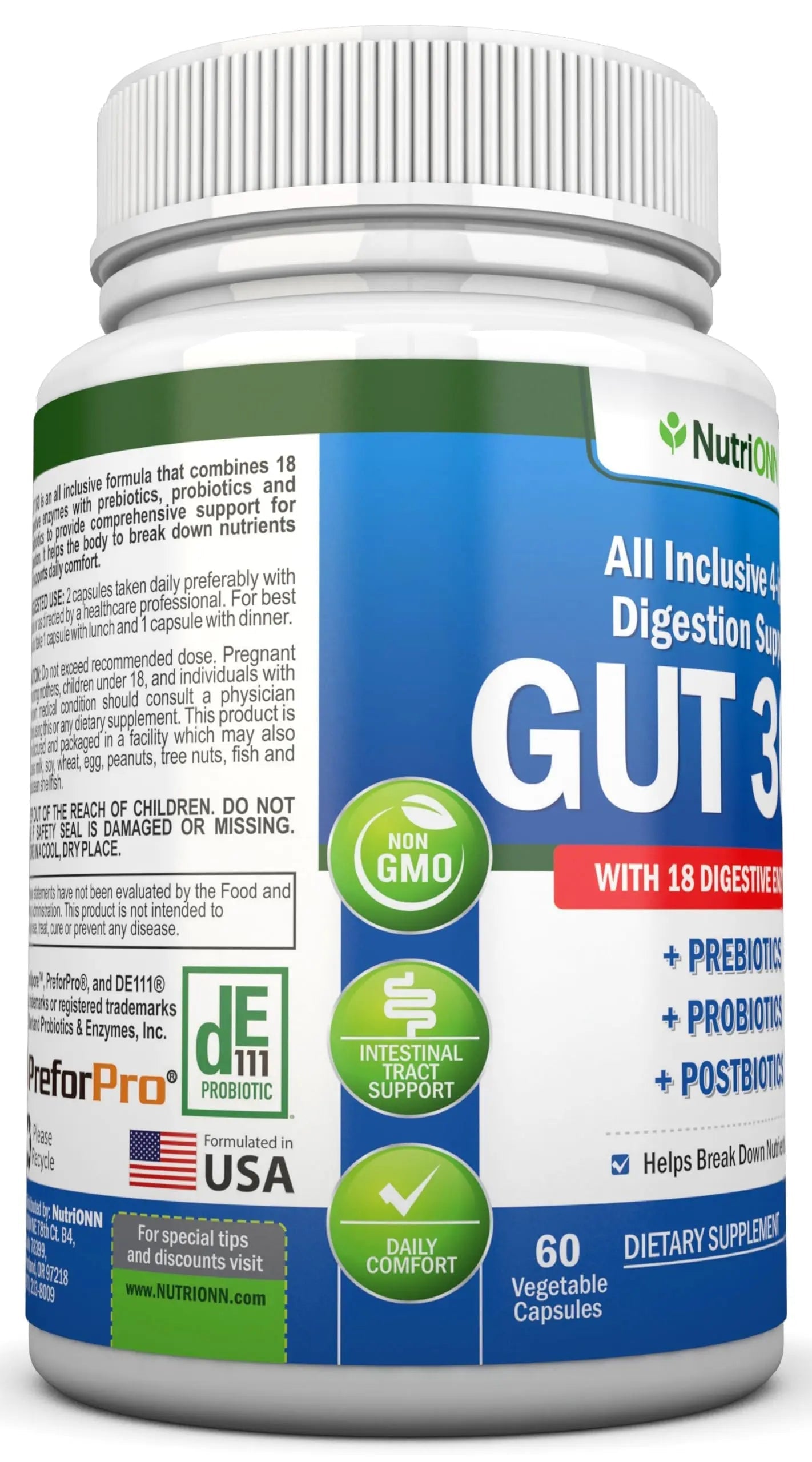 4-in-1 Probiotics, Prebiotics & Postbiotics with 18 Digestive Enzymes for Women & Men - Complete Gut & Digestive Support Supplement - Bloating Relief and Enzymes for Digestion - Non GMO - Vegan NutriONN buy australia supplements