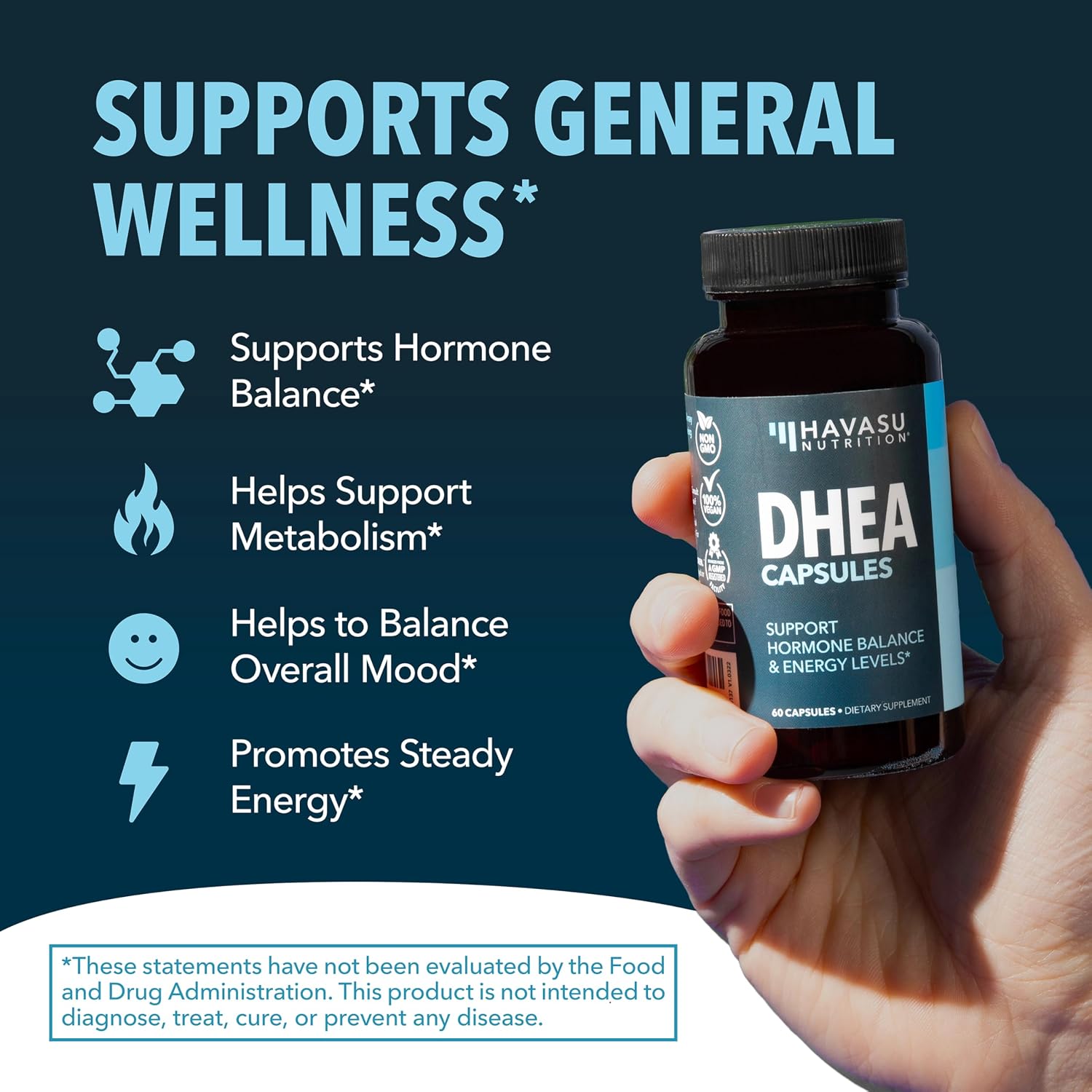 DHEA 50mg Per Serving, Vegan, Non-GMO Hormone Balance Supplement, 60ct | DHEA Supplement for Men and Women, Supports Energy, Healthy Aging, Hormone Balance, Mood and Vitality, 2-Month Supply Gsupps Australia