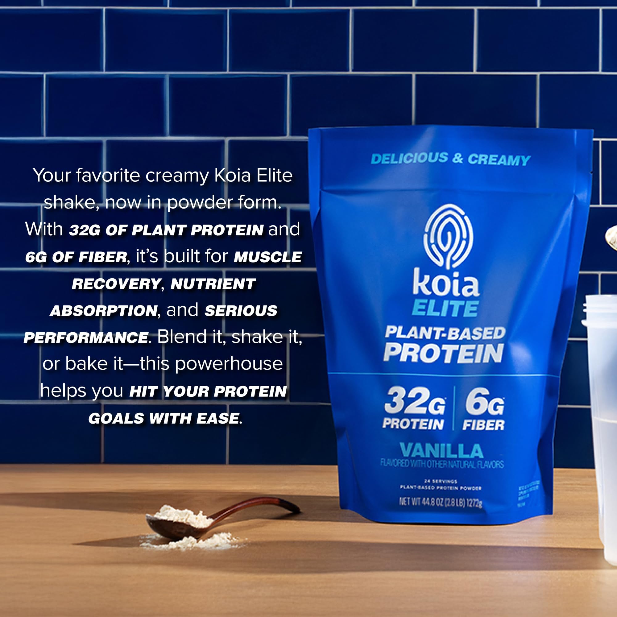 Koia Plant Based Protein Elite Powder, Vanilla, 32g Protein, 4g Sugar, 6g Prebiotic Fiber, Pre & Post Workout, 21 Vitamins & Minerals, Dairy-Free, Gluten-Free, Non-GMO, 24 Servings, 44.8 Oz Koia buy australia supplements