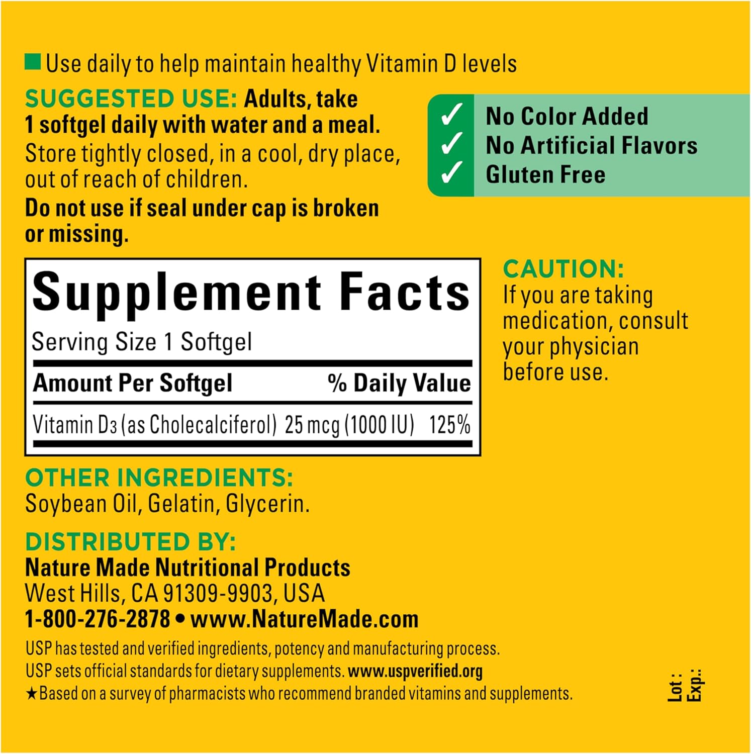 Nature Made Vitamin D3 1000 IU (25 mcg), 300 Vitamin D Softgels | Vitamin D Supplement for Immune, Bone, Teeth and Muscle Health Support, 300 Day Supply Gsupps Australia