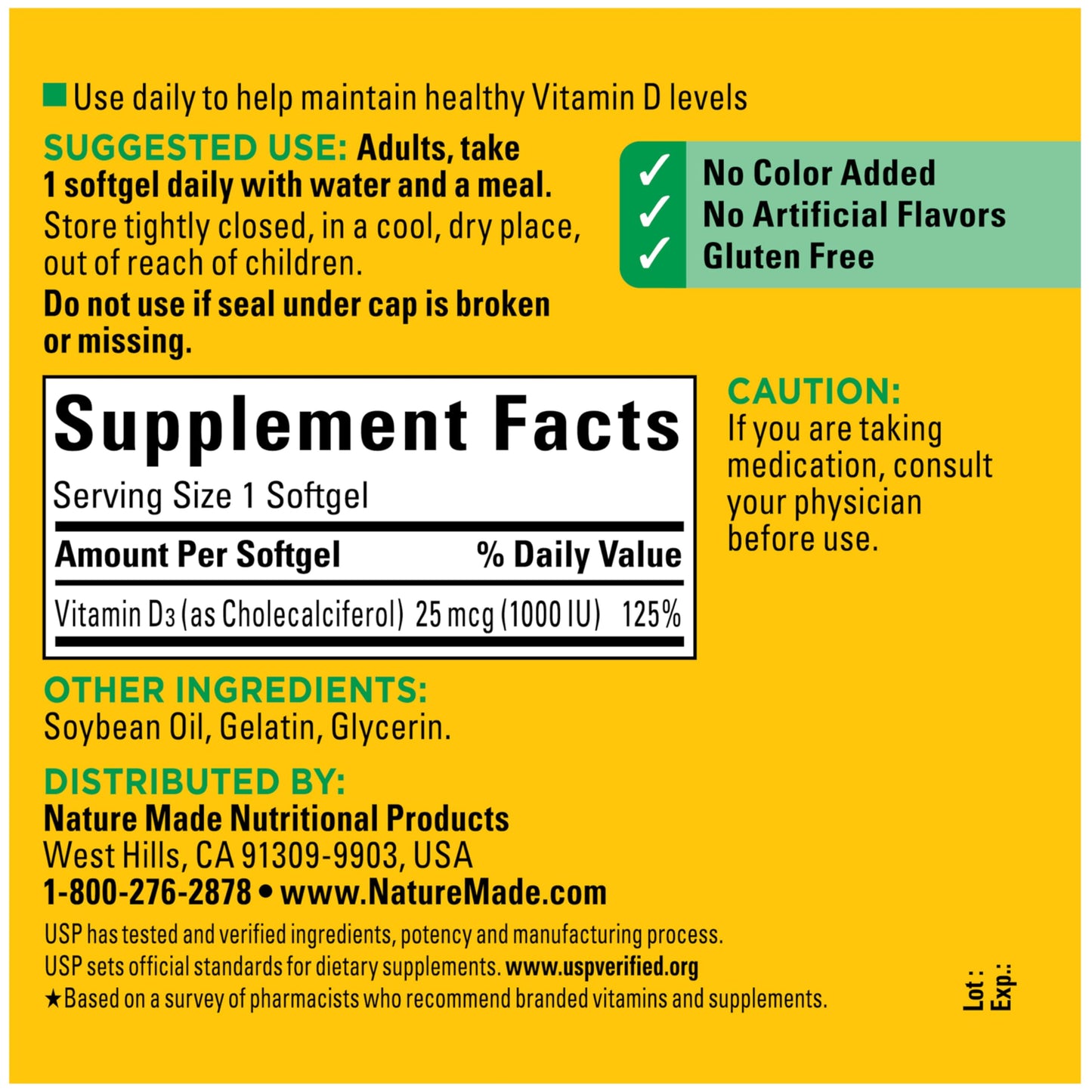 Nature Made Vitamin D3 1000 IU (25 mcg), Vitamin D Supplement for Bone, Teeth, Muscle and Immune Health Support, 300 Softgels, 300 Day Supply Nature Made
