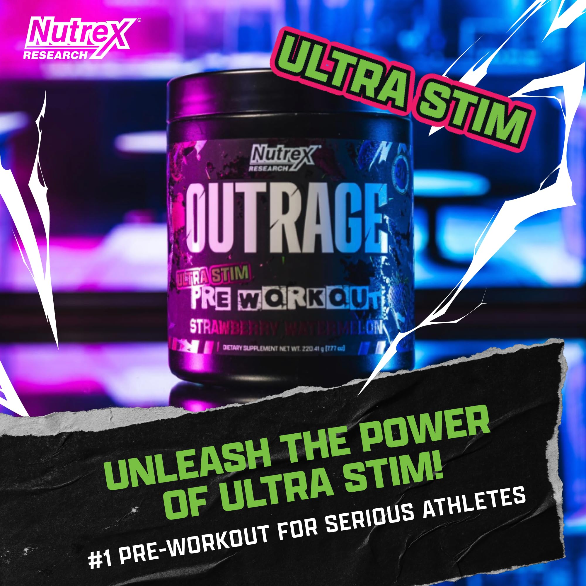 Outrage Ultra HIGH STIM Pre-Workout Powder for Men | 400mg Caffeine, L-Citrulline, Beta-Alanine, Creatine | Extreme Energy, Focus, Strength & Endurance Nutrex Research buy australia supplements