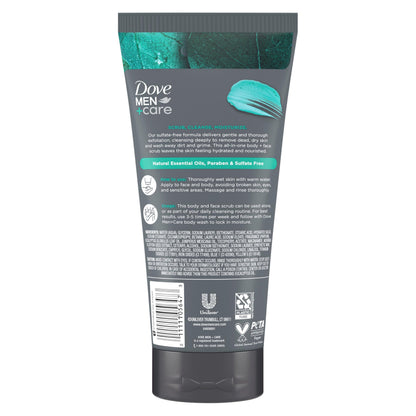 DOVE MEN + CARE Body and Face Scrub Eucalyptus Deeply Exfoliates for Hydrated & Nourished Skin 100% Gentle Cleanser, No Sulfate Cleansers or Parabens 9 oz DOVE MEN + CARE