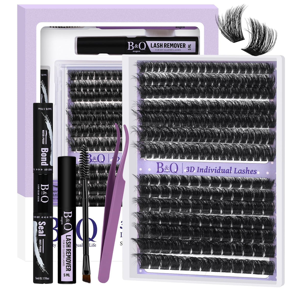 B&Q Fluffy Lash Clusters Kit 100D+200D 0.05MM Dramatic Eyelash Clusters Kit B&Qaugen