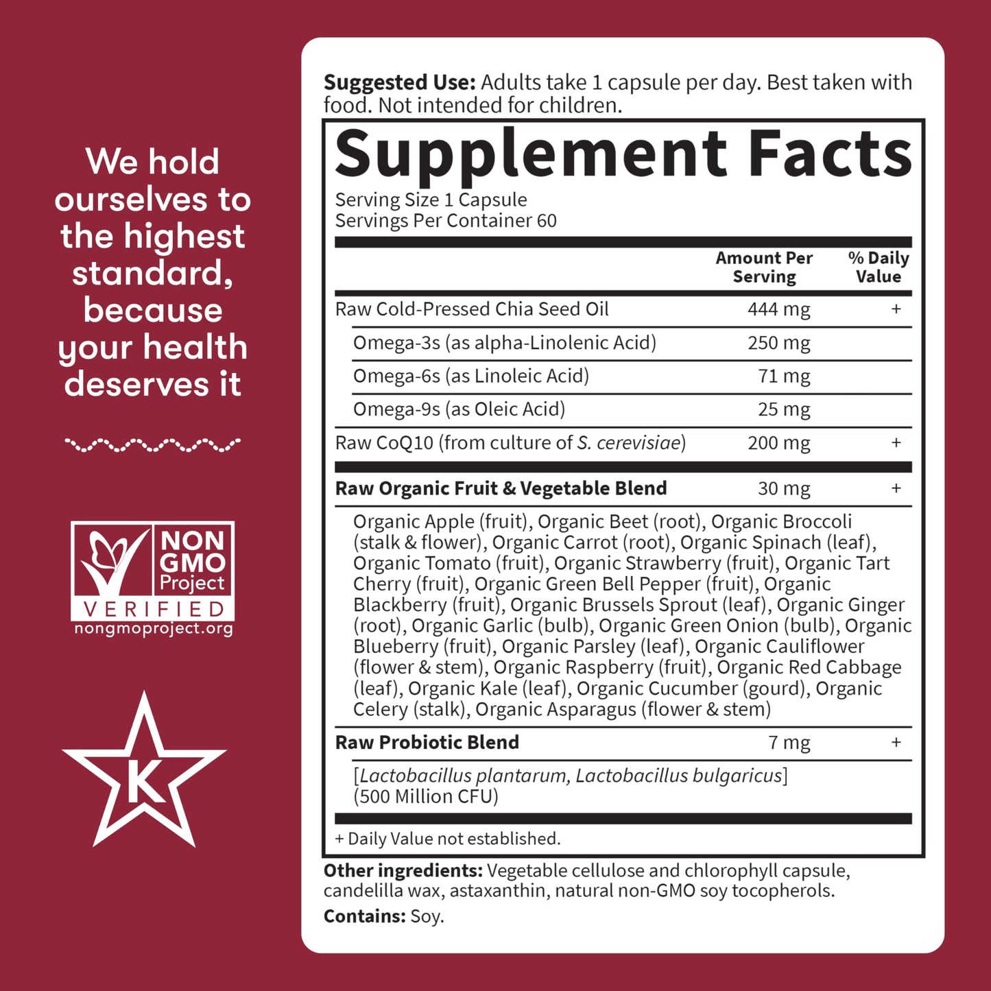 Garden of Life CoQ10 200mg, Vegetarian Omega 3 6 9 Supplement Raw Co Q 10 Chia Seed Oil, Whole Food Nutrition with Antioxidant Support Garden of Life