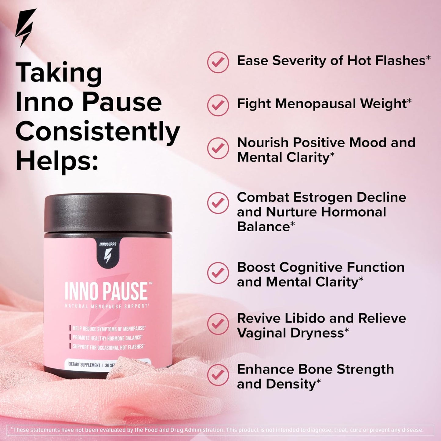 Inno Pause - Menopause Supplements for Women with Black Cohosh, Dong Quai Root Extract & Ashwagandha - Menopause Support for Hot Flash Relief, Night Sweats Relief, Sleep & Mood Support (60 Capsules)