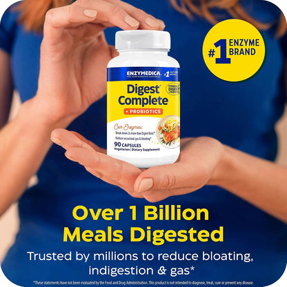 Enzymedica Digest Complete + Probiotics - Digestive Enzyme Supplement for Women & Men, Enzyme and Probiotic Capsules for Digestion, Gut Health Support, Helps Gas & Bloating, Vegetarian - 90 Caps Gsupps Australia
