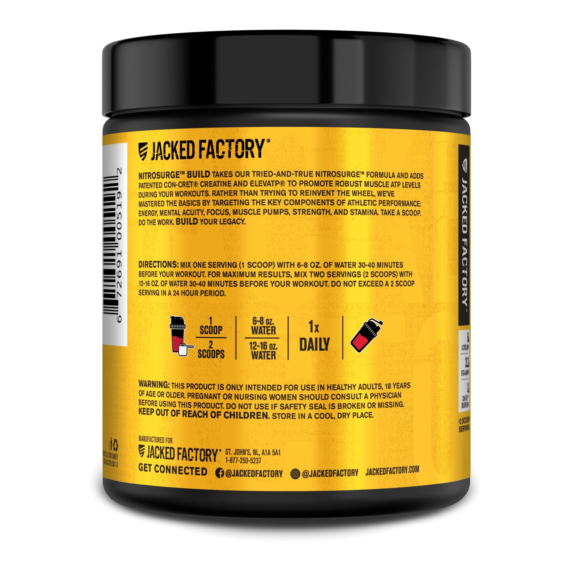 Jacked Factory Nitrosurge Build Pre Workout with Creatine for Muscle Building - Con Cret Creatine Powder & elevATP for Intense Energy, Powerful Pump Jacked Factory buy australia supplements