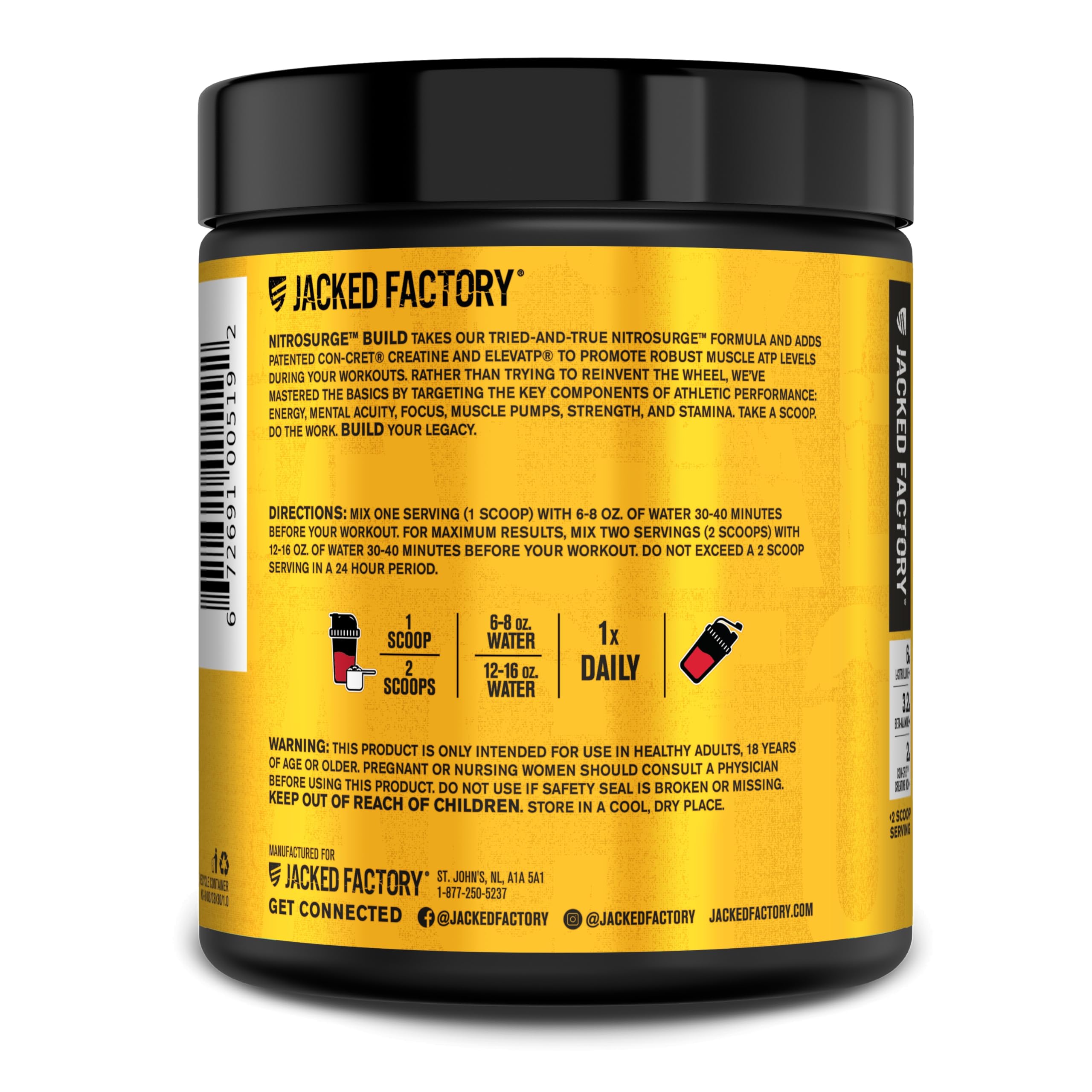 Jacked Factory Nitrosurge Build Pre Workout with Creatine for Muscle Building - Con Cret Creatine Powder & elevATP for Intense Energy, Powerful Pump Jacked Factory buy australia supplements