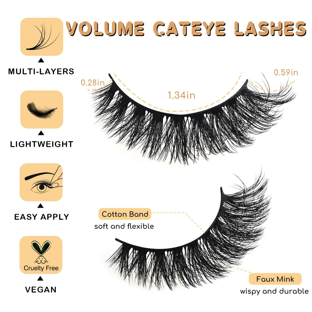APCYUST Lashes Volume Mink Eyelashes 14 Pairs Cateye Lash Strips Wispy Cat Eye Lashes Natural Look Short Thick Fluffy False Strip Eyelash Full Small Fake Lashes Pack Black Pestañas Postizas for Women APCYUST