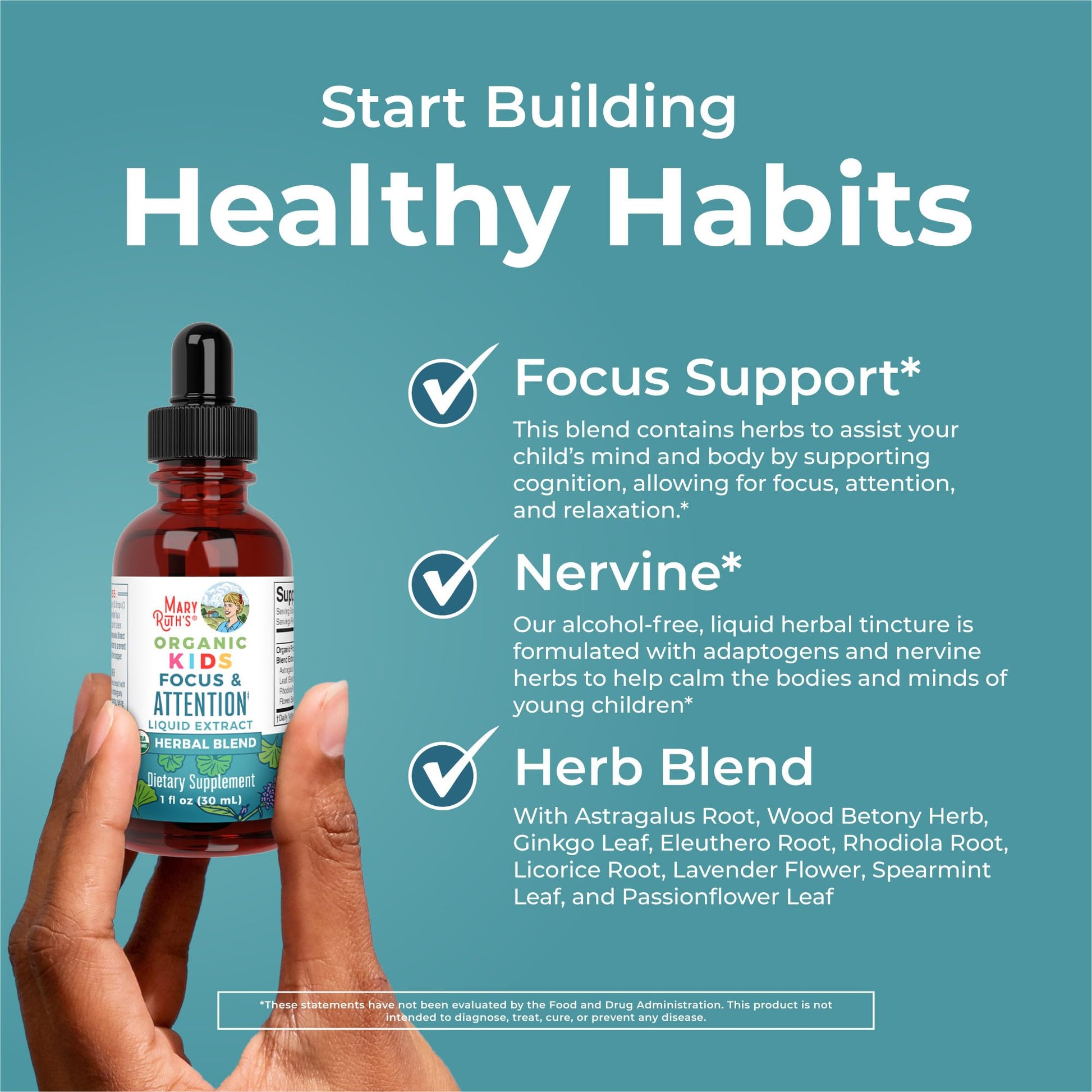 MaryRuth Organics Kids Focus & Attention Drops | USDA Organic Drops | Ginkgo Biloba | Rhodiola Root & Licorice Root | Adaptogenic | Calm | Vegan | Non-GMO | Gluten Free | 30 Servings MARYRUTH'S buy australia supplements