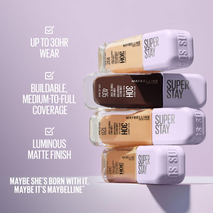 Maybelline Super Stay Lumi-Matte Foundation, Lightweight and Buildable Full Coverage Foundation Makeup For Up To 30HR Wear, 220, 1 Count MAYBELLINE