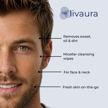 LIVAURA Retinol Face Wipes for Men - Facial Cleansing Wipes for Oily Skin Retinol