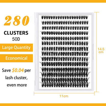 B&Q 40D D-Curl Lash Clusters 280PCS DIY Wispy Cat Eye Extensions B&Qaugen