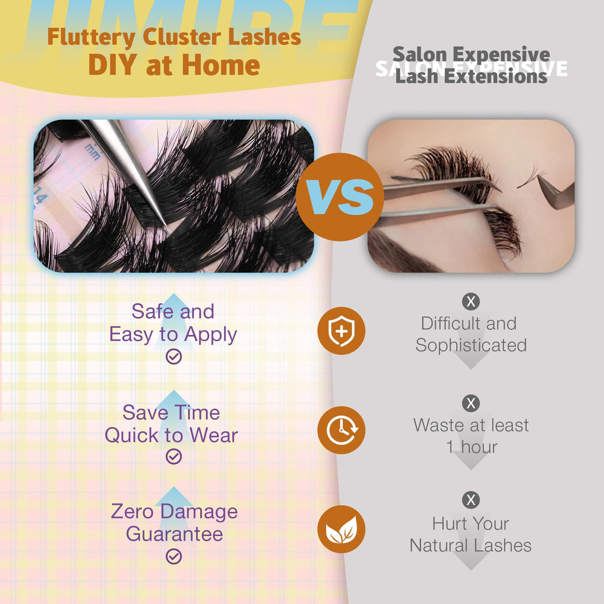 JIMIRE Manga Lash Clusters Wispy Fluffy Cluster Eyelash Extensions CC Curly 14-18MM Fluffy Eyelash Clusters Easy to Apply DIY Thick Volume Individual Lashes Extensions at Home 162Pcs Pack JIMIRE