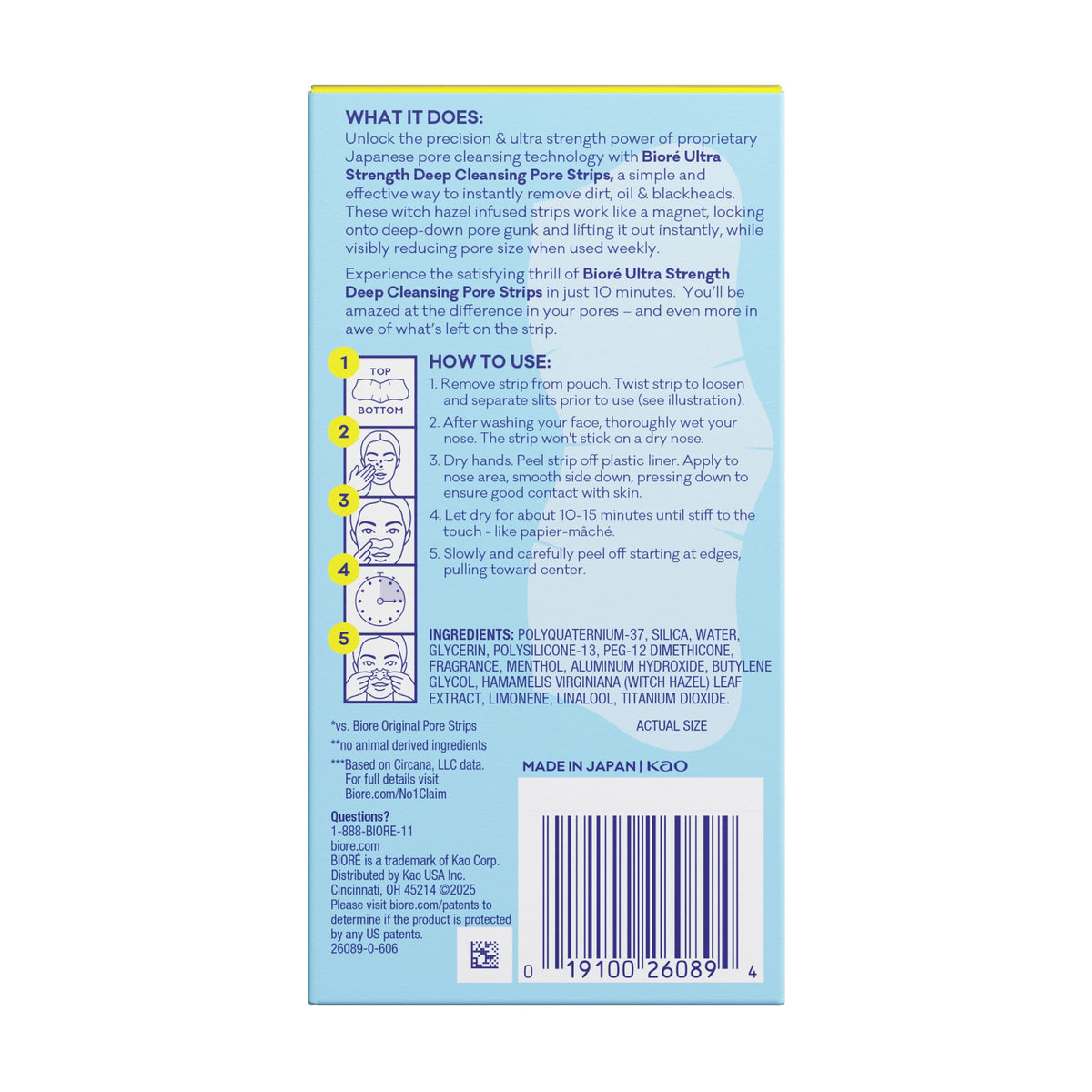 Biore Witch Hazel Ultra Strength Blackhead Remover Pore Strips, 18 ct Bioré
