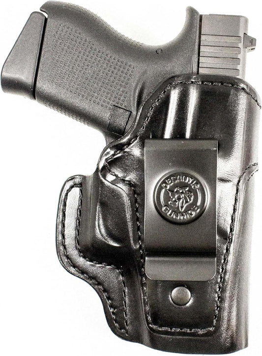 DeSantis Inside Heat IWB Holster - Concealed Carry Gun Holster, Leather Holster IWB for Pistols, Compatible with the GLOCK 43, 43X - Right Hand Draw, Black Gsupps Australia