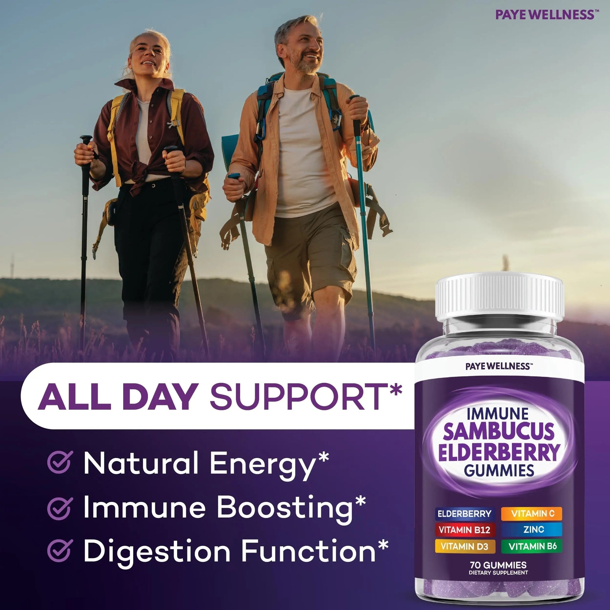 Elderberry Gummies Immune Support, Daily Support for Kids and Adults*, with Sambucus Elderberry, Zinc, Vitamin C, D3, B6, B12, Plus PAYÉ buy australia supplements