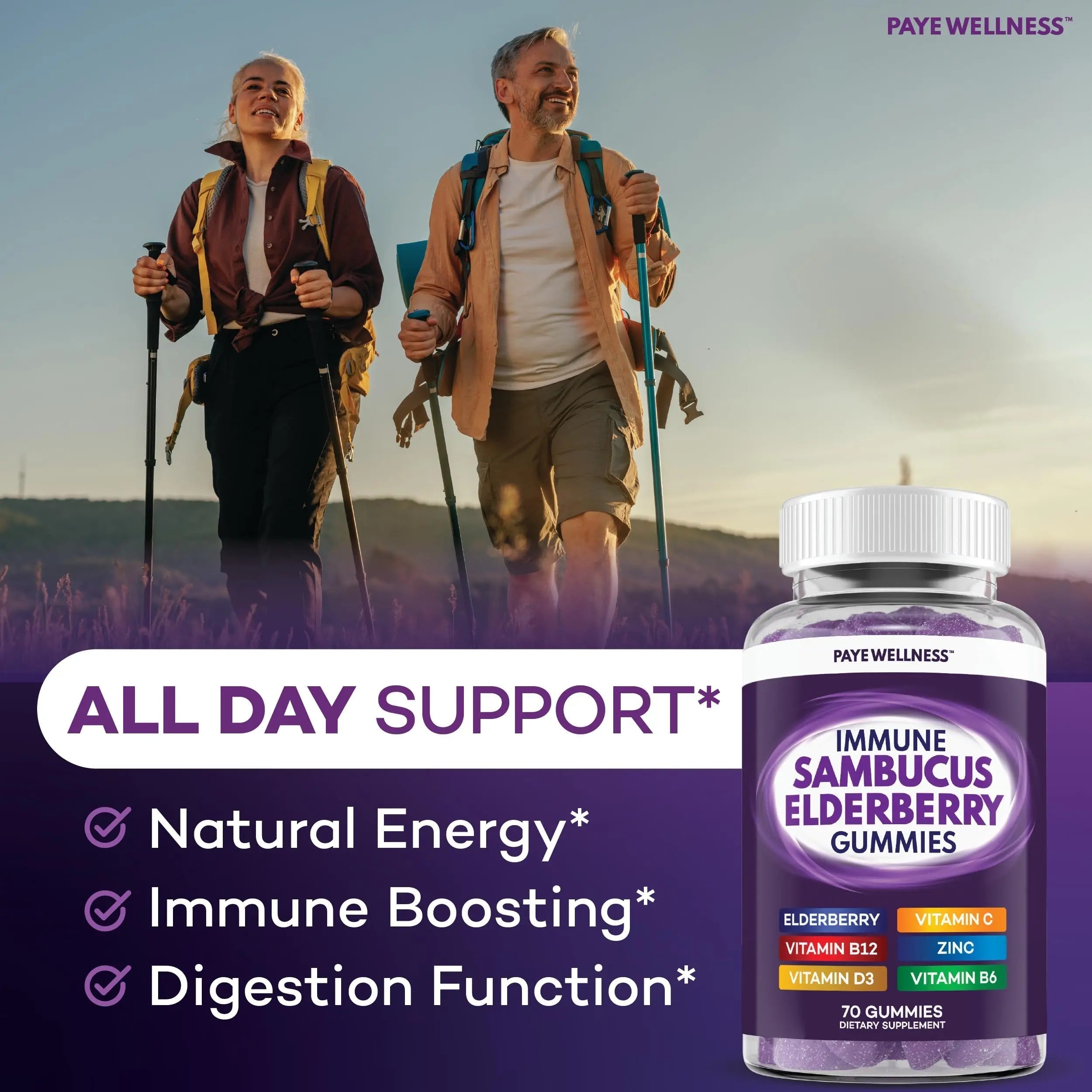 Elderberry Gummies Immune Support, Daily Support for Kids and Adults*, with Sambucus Elderberry, Zinc, Vitamin C, D3, B6, B12, Plus PAYÉ buy australia supplements