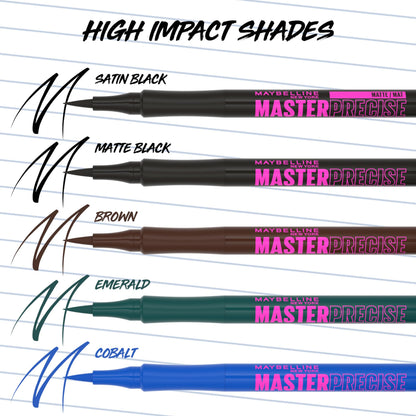 Maybelline Eyestudio Master Precise All Day Waterproof Liquid Eyeliner Makeup, Black, 1 Count (Packaging May Vary) MAYBELLINE