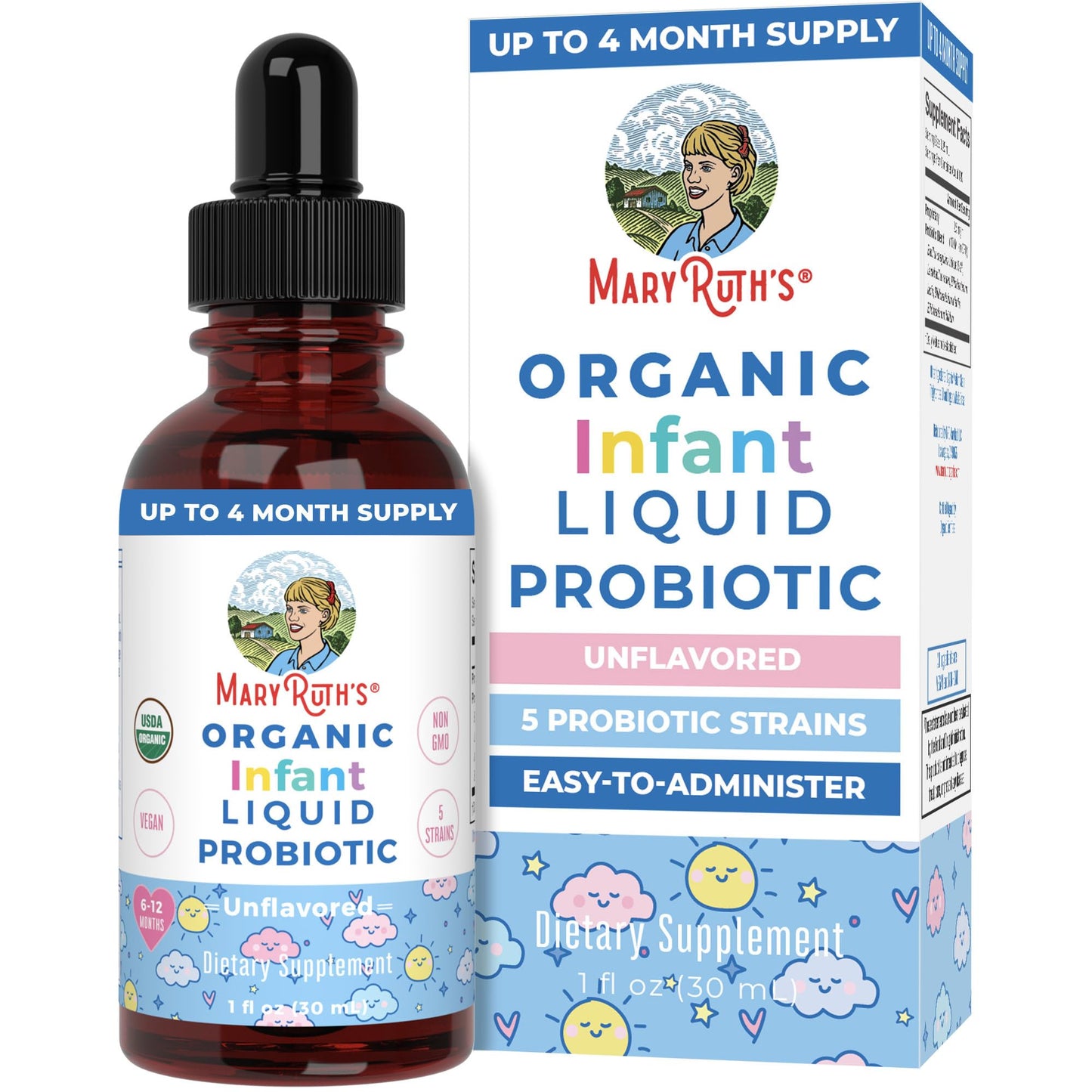 MaryRuth Organics USDA Organic Infant Liquid Probiotic Drops | Baby Essentials | Probiotics for Infants | Baby Probiotic Drops MARYRUTH'S