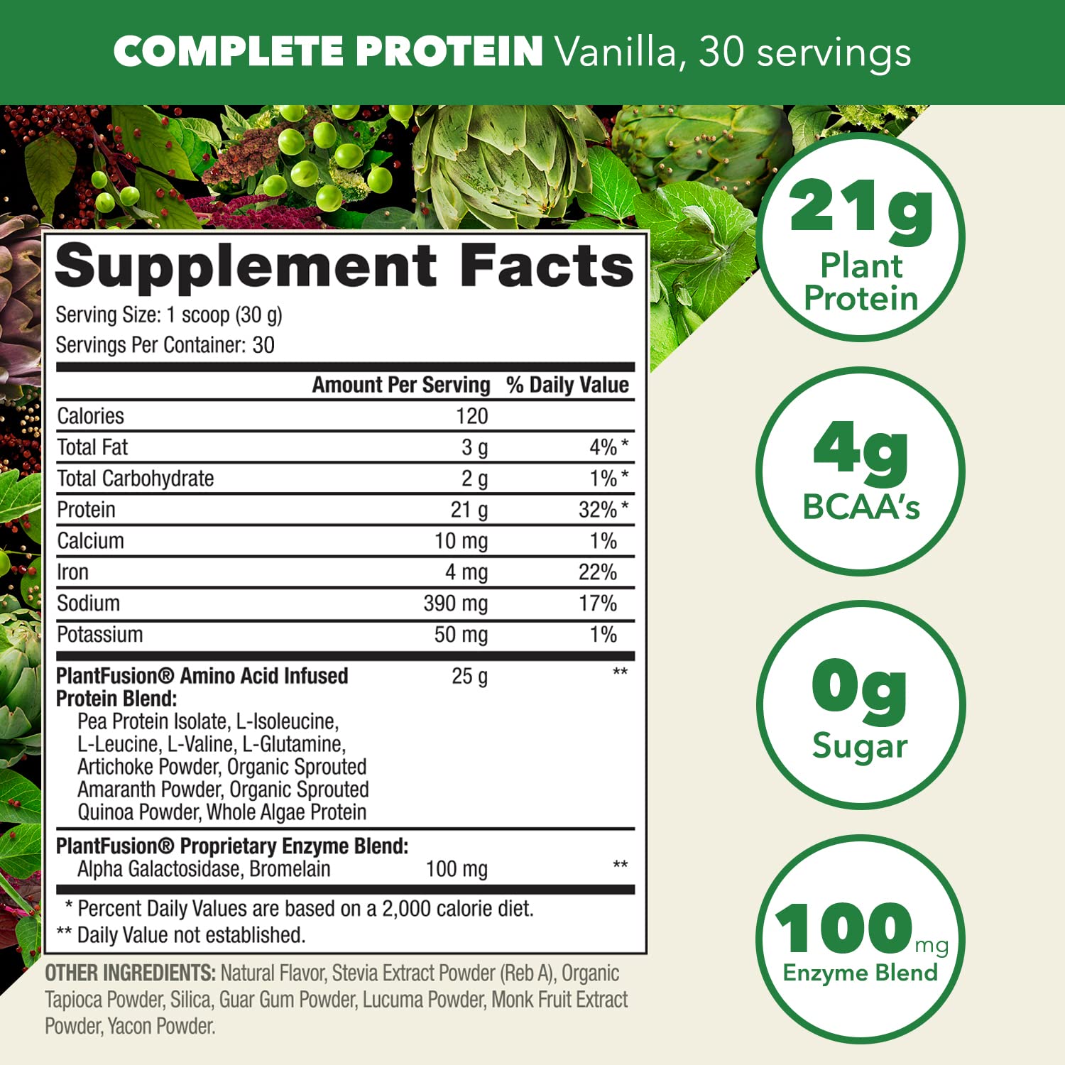 PlantFusion Complete Vegan Protein Powder - Plant Based Protein Powder With BCAAs, Digestive Enzymes and Pea Protein - Keto, Gluten Free, Soy Free, Non-Dairy, No Sugar, Non-GMO - Vanilla Bean 2 lb PlantFusion buy australia supplements