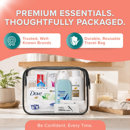 15-Piece Women’s Travel Toiletry Kit – With Premium Brand-Name Toiletries TREKTOTE
