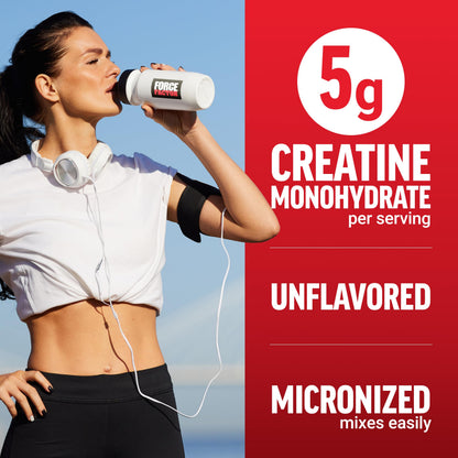 Force Factor Creatine Monohydrate Powder, 5g Micronized Dose to Support Muscle Growth, Strength, Recovery, Cognitive Health & Memory Force Factor