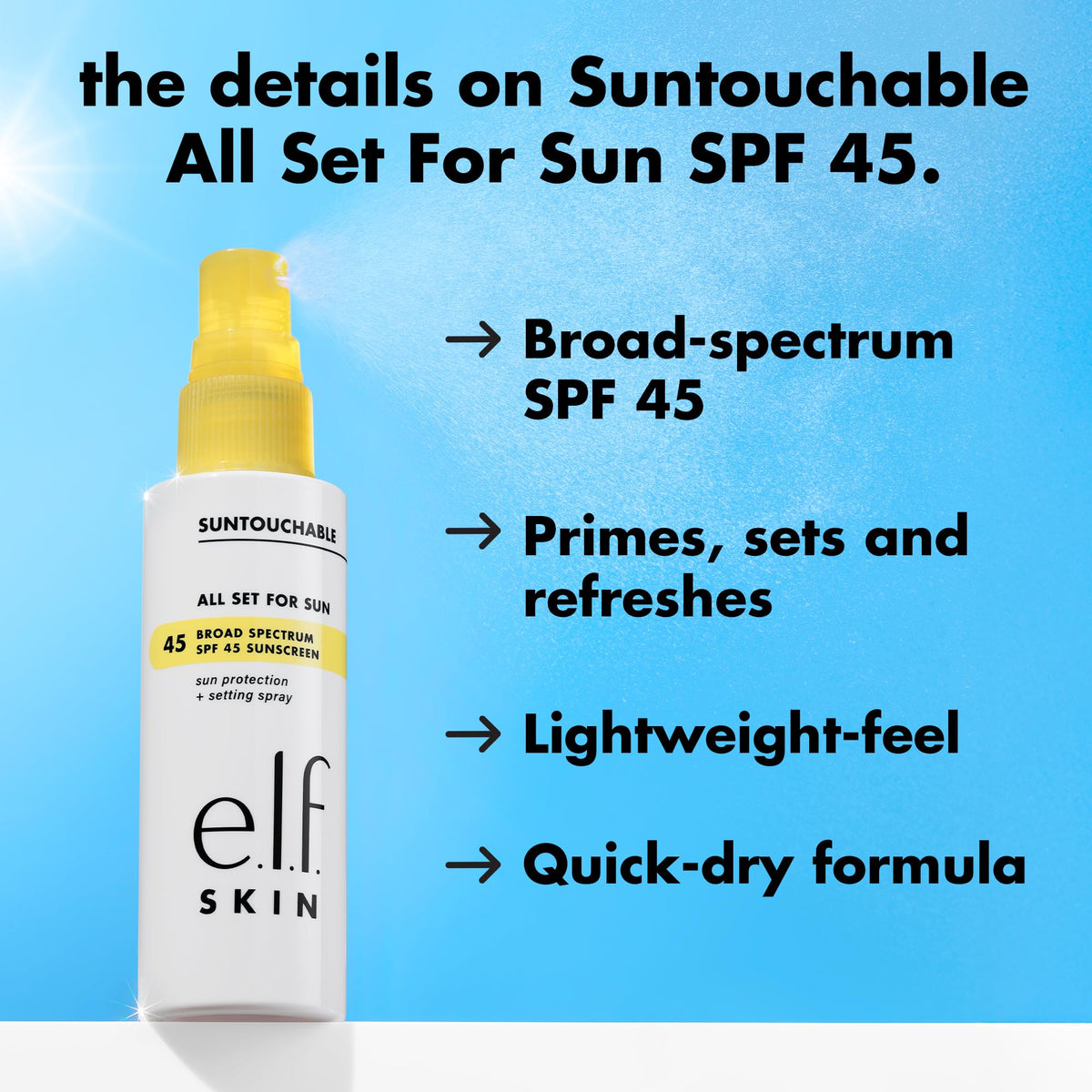 e.l.f. SKIN All Set For Sun SPF 45 Setting Spray e.l.f.