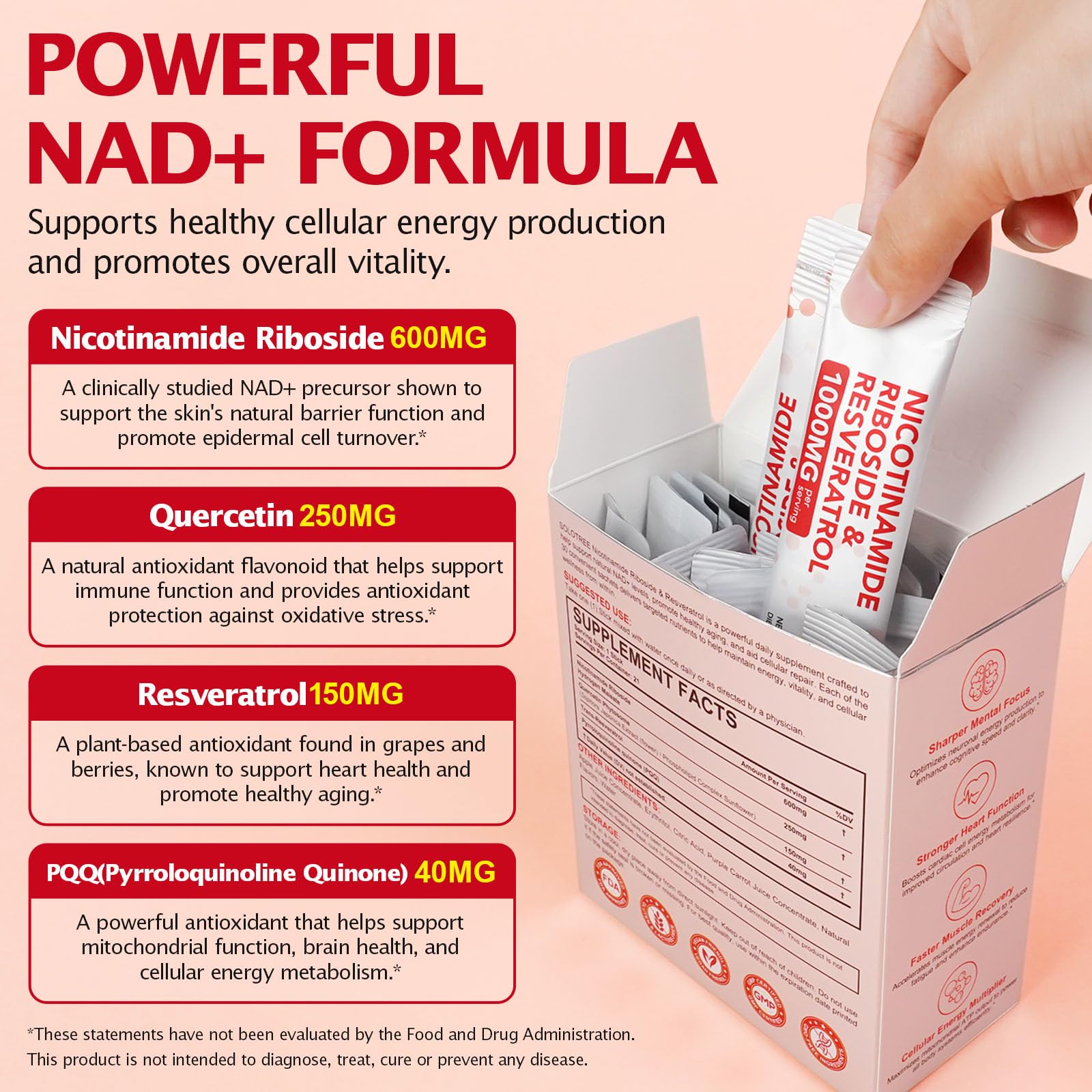 NAD+ Supplement 1000mg Liquid Packets 21pcs, Nicotinamide Riboside Resveratrol, NAD Supplements for Women Men, Anti-Aging, Repairs Cells, Support Natural Vitality Nyloriaine buy australia supplements