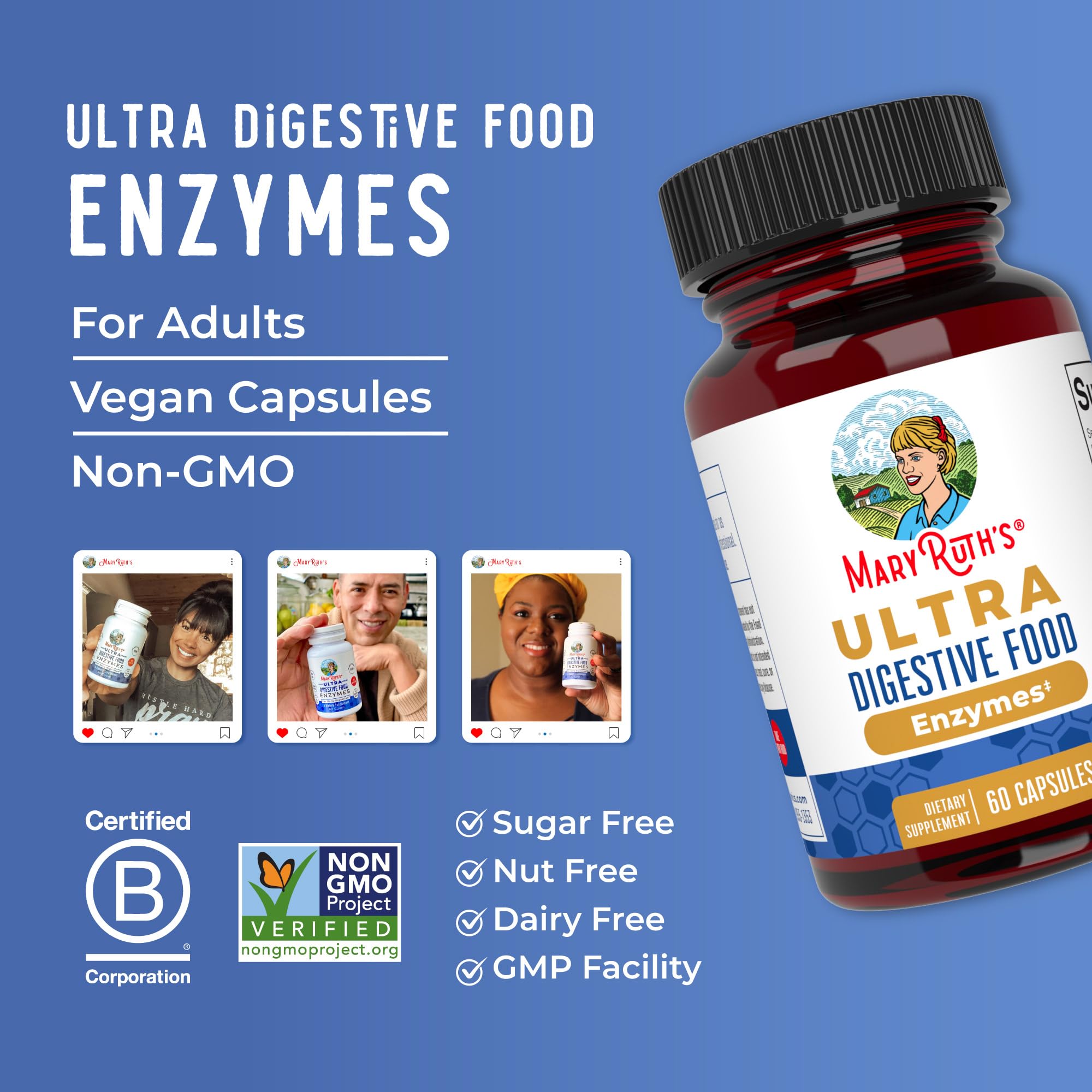 MaryRuth Organics Ultra Digestive Enzymes Capsules | Up to 2 Month Supply | Supplement for Gut Health Support | Digestion & Immune Support with Amylase | Lipase & Lactase | Vegan | 60 Count MARYRUTH'S buy australia supplements