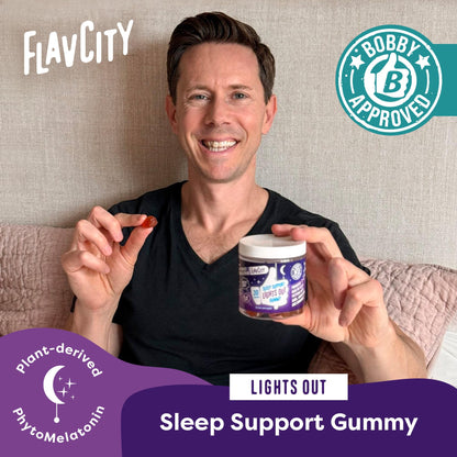 FlavCity Melatonin Sleep Gummies for Adults, Lights Out Gummy - Chewable Sleep Support Supplement with Plant-Based GABA, Magnesium FlavCity