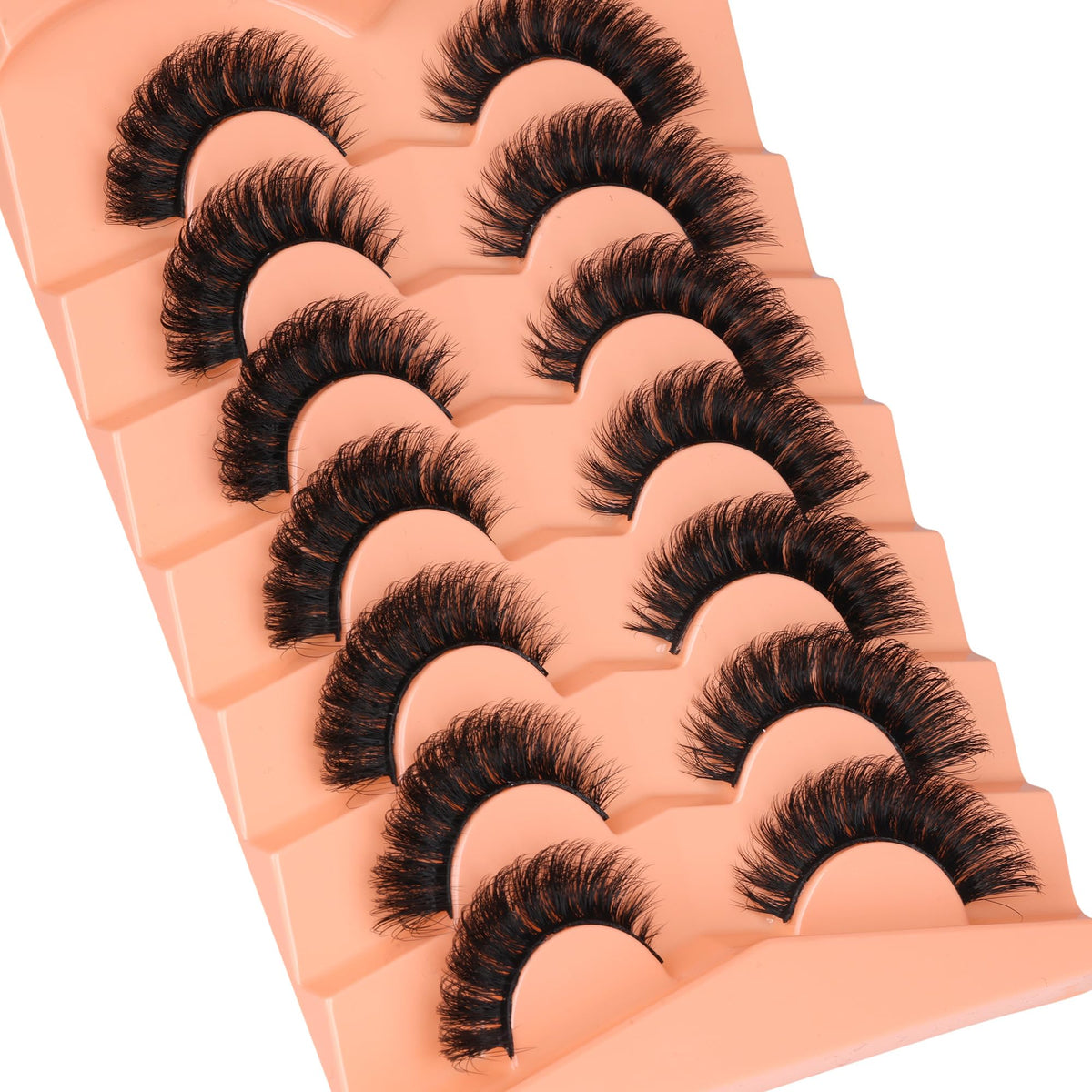 False Eyelashes Full Mink Lashes Long Eyelashes 200D Wispy Thick Russian Strip Lashes Cat Eye Volume Lash Strips D Curvature Dramatic 7 Pairs Fake Lash Extensions by Boahankuke Boahankuke
