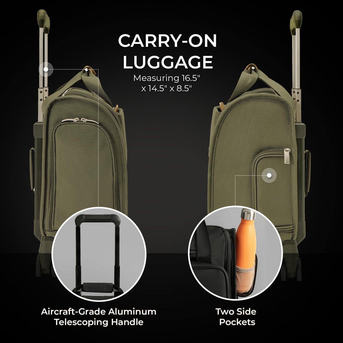 Briggs & Riley Essential 22" Carry On Expandable Spinner - Luggage for Travel, Suitcases with Wheels, Softside Rolling Bag for Men & Women, Self-Repairing Zipper - Baseline Collection, Black Gsupps Australia