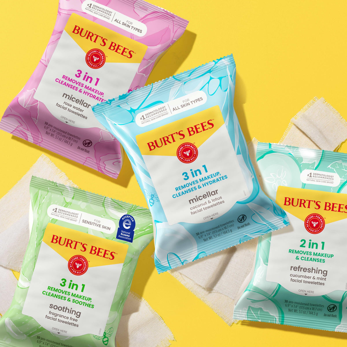 Burt’s Bees Micellar Rose Water Facial Towelettes, 30 ct., 3 Pack Burt's Bees