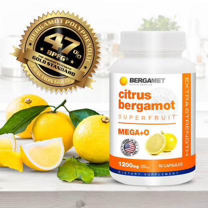 BergaMet Citrus Bergamot Supplement, 170:1 Extract, 1200mg per Serving, 80% Polyphenols, Italian Citrus Bergamot Supplement, BergaMet