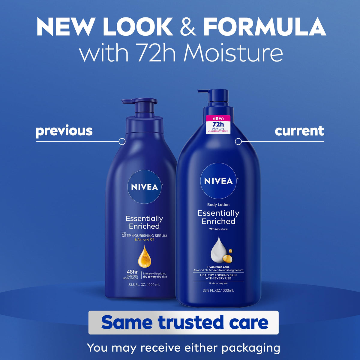 NIVEA Essentially Enriched Body Lotion Very Dry Skin, 33.8 Fl Oz Value Size NIVEA