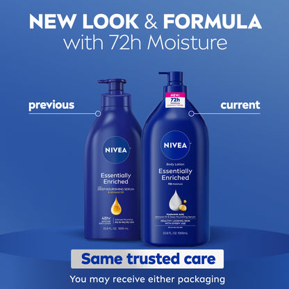 NIVEA Essentially Enriched Body Lotion Very Dry Skin, 33.8 Fl Oz Value Size NIVEA