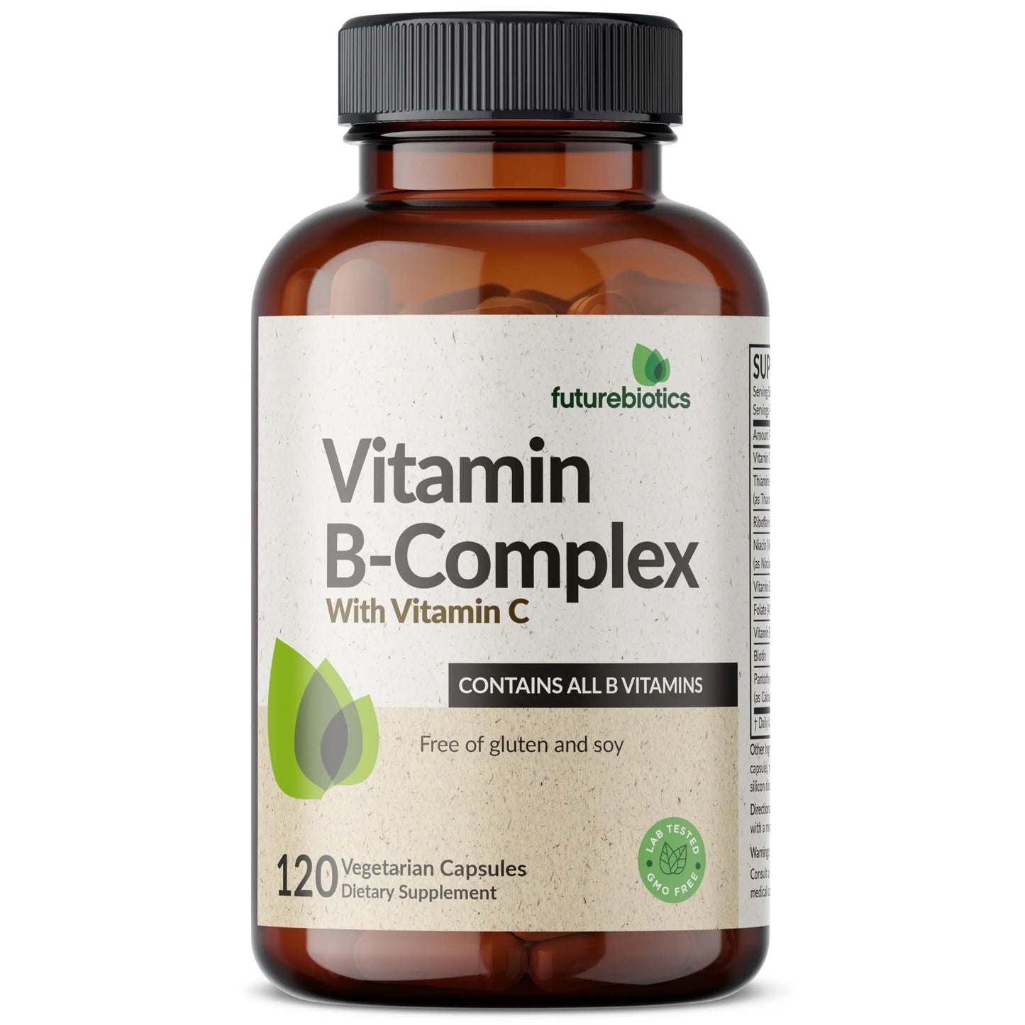 Futurebiotics Vitamin B Complex with Vitamin C Supports Energy Production, Nervous System & Immune Support - Non-GMO, 120 Vegetarian Capsules Futurebiotics