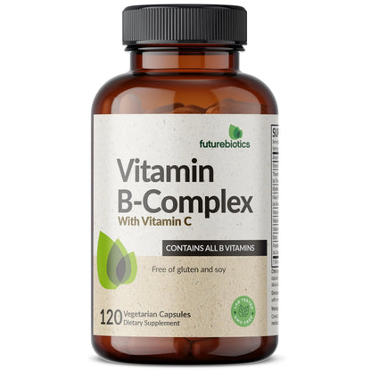 Futurebiotics Vitamin B Complex with Vitamin C Supports Energy Production, Nervous System & Immune Support - Non-GMO, 120 Vegetarian Capsules Futurebiotics