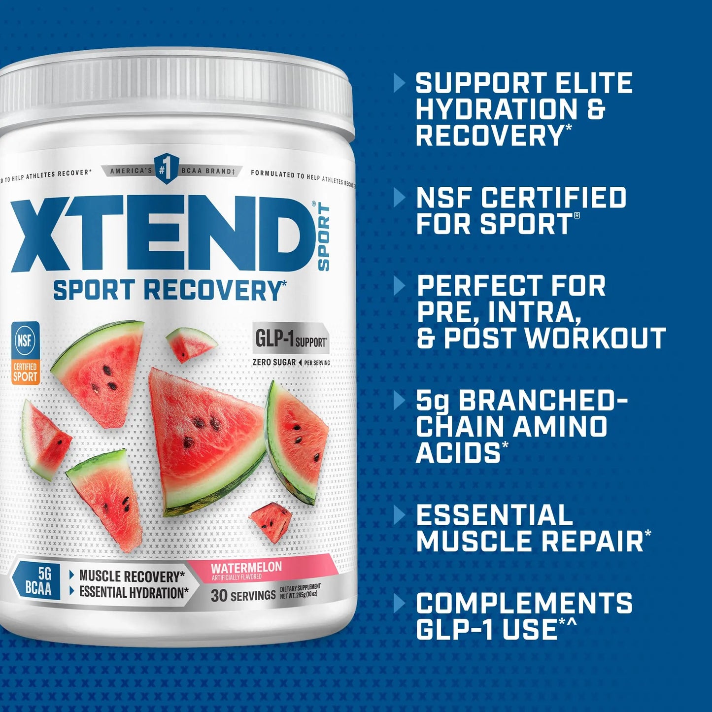 Xtend Sport BCAA Powder Watermelon - Electrolyte Powder for Recovery & Hydration with Amino Acids - 30 Servings Xtend