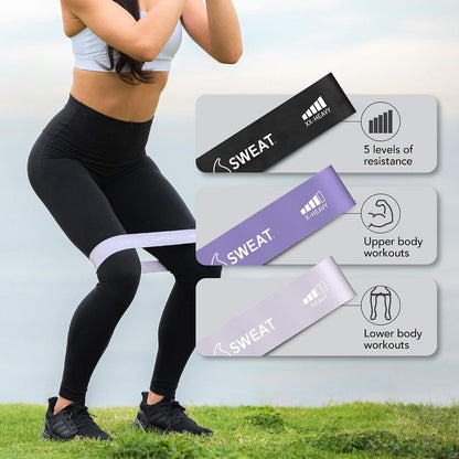 Sweet Sweat Mini Loop Resistance Bands - Set of 5 | Exercise Hip Booty Bands for Squats, Lunges, Physical Therapy, Yoga, Pilates, Rehab & Home or Gym Workouts Gsupps Australia