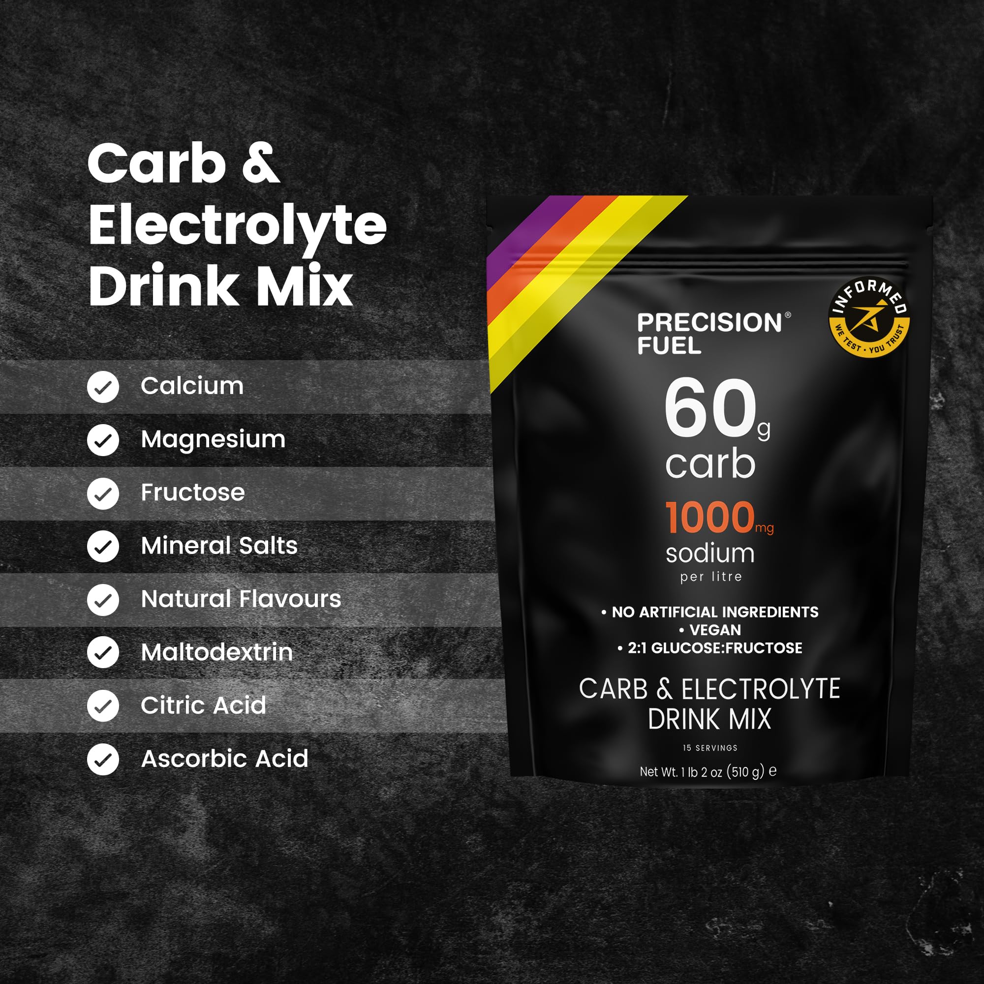 Precision Fuel PF60 Carb & Electrolyte Drink Mix Powder for Hydration & Energy - Endurance Sports Nutrition, Vegan, Hypotonic - 60g Carb, 1000mg Sodium per Litre - Mild Citrus Flavor, 1-Pack Precision Hydration buy australia supplements