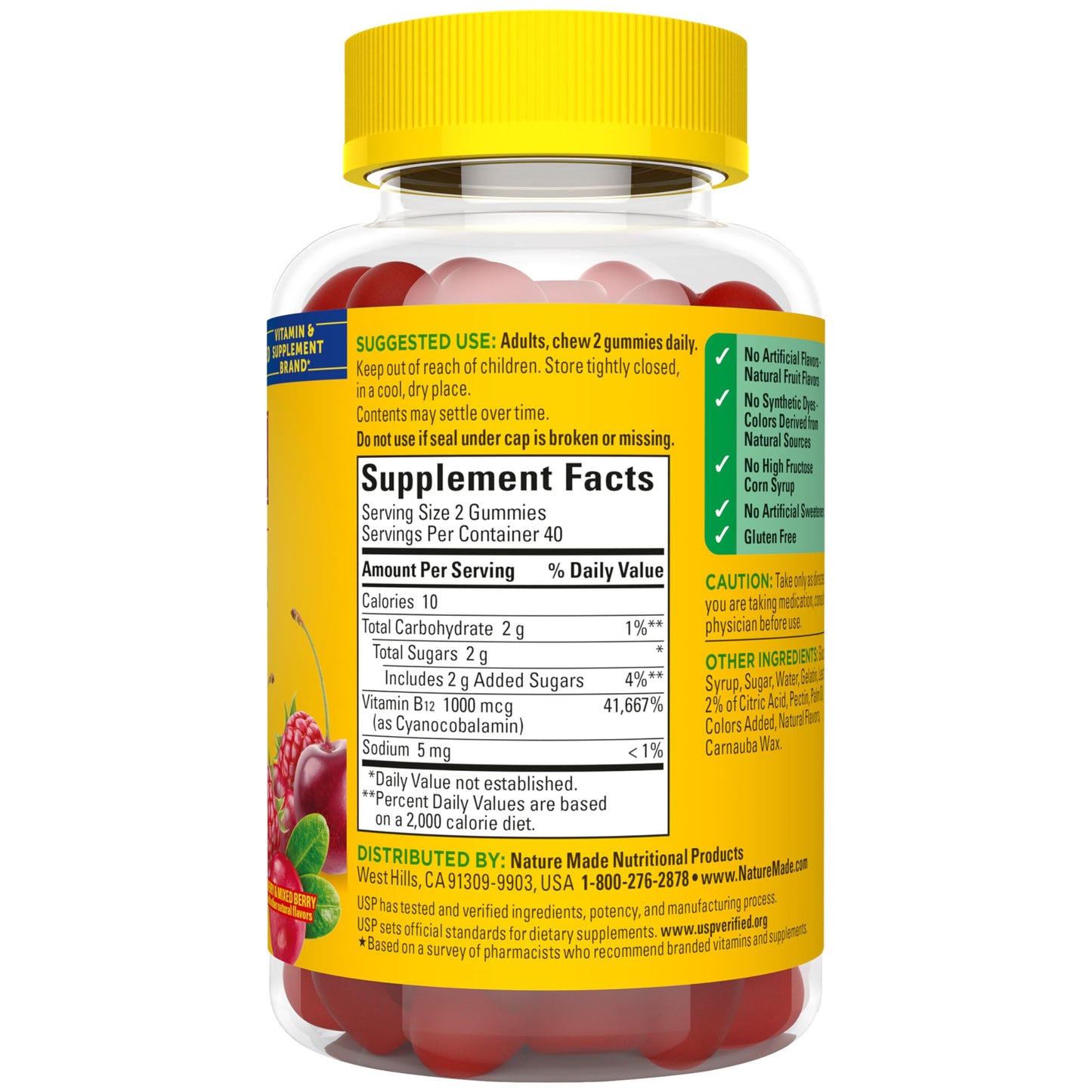 Nature Made Vitamin B12 Gummies 1000 mcg per serving, Dietary Supplement for Energy Metabolism Support, B12 Vitamins Nature Made