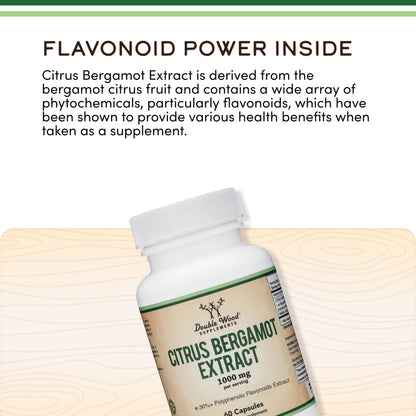 Citrus Bergamot Supplement, 1000mg, 60 Capsules - Supports Healthy Cholesterol & Triglyceride Levels - 1,000mg Servings Double Wood Supplements