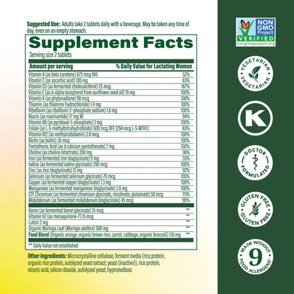 MegaFood Baby & Me 2 Postnatal Vitamins for Women Breastfeeding with Folate (Folic Acid Natural Form), Choline, Iodine, Vitamin D MegaFood