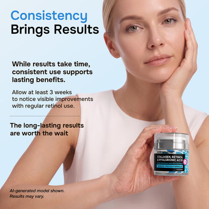 SimplyVital Face Moisturizer Retinol Collagen Hyaluronic Acid Cream 1.7 oz SimplyVital